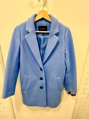 Banana Republic Bright Periwinkle Blue Wool-Blend Coat
